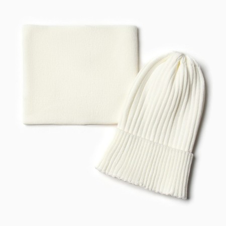 Kit for girls (snood and hat), milk color, size 52-56