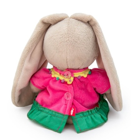 Soft toy "Bunny Mi", in a dress with a green frill, 15 cm-2