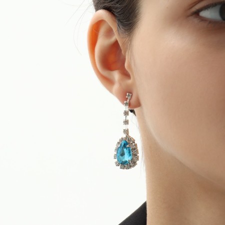 Set 2 objects: earrings, necklace "elite" drops of triangle, white-white color in silver, 40 cm-4