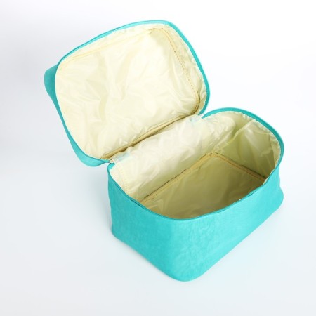 Cosmetic bag with zipper, turquoise color-2