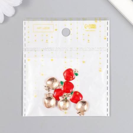Decor for creativity metal, enamel "Apple" red 1.5x1.2 cm-4