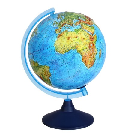 Interactive globe Physico-political embossed, diameter 250 mm, with backlighting from batteries, with glasses