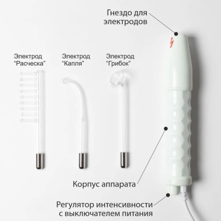 Darsonval for the face, body and hair IM-01, pulse, 3 nozzles, from the network, white