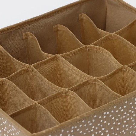 Organizer for storing linen of the Dolyan "Points", 18 cells, 35 × 30 × 12 cm, beige color-3