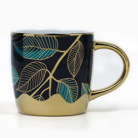 Ceramic "Leaves" mug, 300 ml, blue color-1