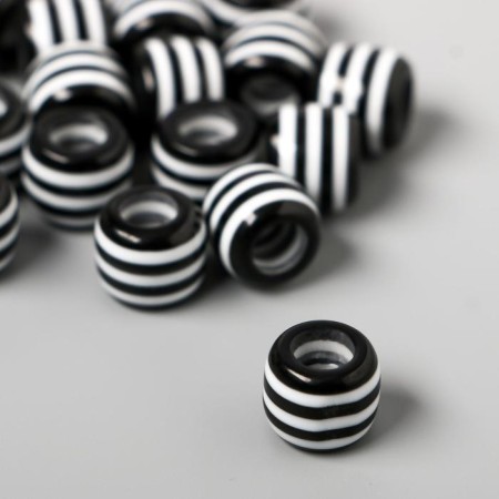 Beads for creativity plastic "Black and white cylinder" set of 20 pcs 1x1.2x1.2 cm