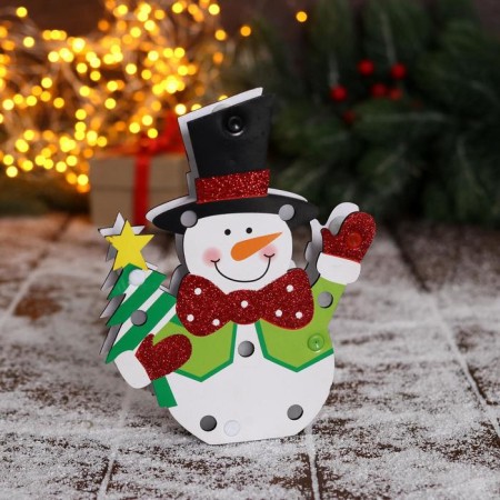 Christmas tree decoration "Snowman with a Christmas tree" 12x17 cm