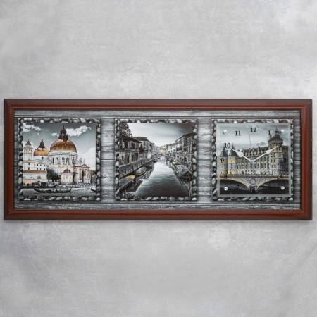 Carty clock, series: city, "Old Europe", 35 x 100 cm, mix