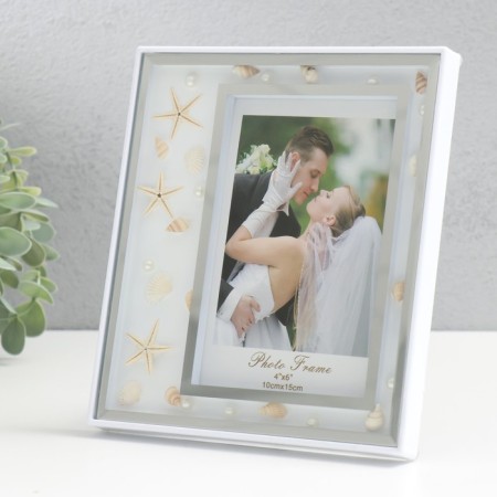 Photo frame glass 10x15 cm "Sea star in glass" silver 15x17.5 cm-1
