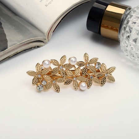 Hair hair clip "Liberty beads" flowers, 6 cm, gold