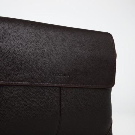 Male Business Bag, Textura, 2 external pockets, brown color-4