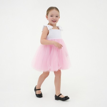 Dress elegant children's KAFTAN, p. 28 (86-92 cm), white/pink-3