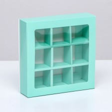 Box for 9 sweets with a shell, green, 14.5 x 14.5 x 3.5 cm