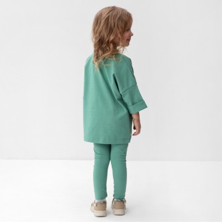 Suit for girls (T -shirt, leggings) minku olive color, height 98 cm-4