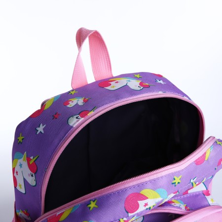 Baby backpack on lightning, 3 outer pockets, purple/pink color-4