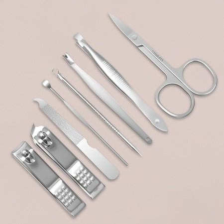 Set of manicure "texture", 8 items, in case, color mix-3