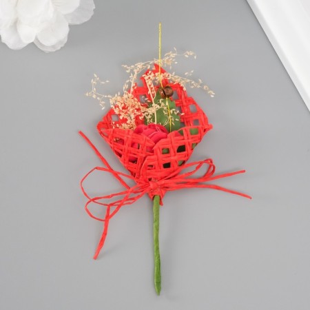 Decorative bouquet "Rose" 5x9 cm, red