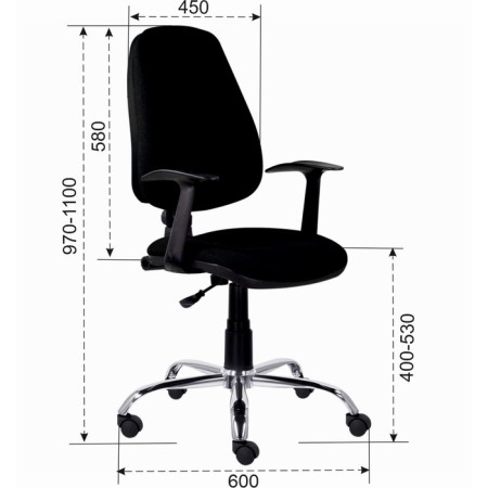 A chair for the operator Brabix Comfort MG-322, chrome, adjustable back, fabric, black S-11-5