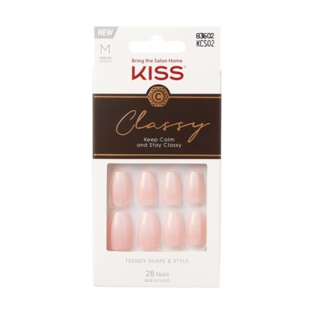 A set of overhead nails with glue kiss02c "Exquisite classics", medium length, 28 pcs