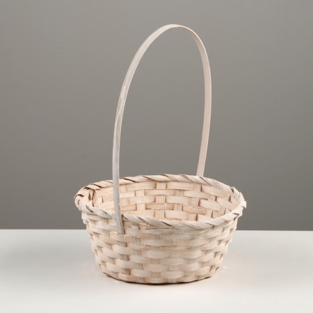 A set of wicker baskets, D16xH10/32cm, D18XH10/34cm, D21XH10/36cm, 3pcs, Bamboo, White-1