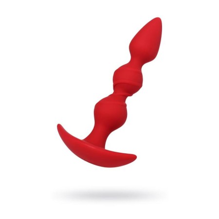 Trio anal plug, silicone, red color, 16 cm, d = 3.3 cm