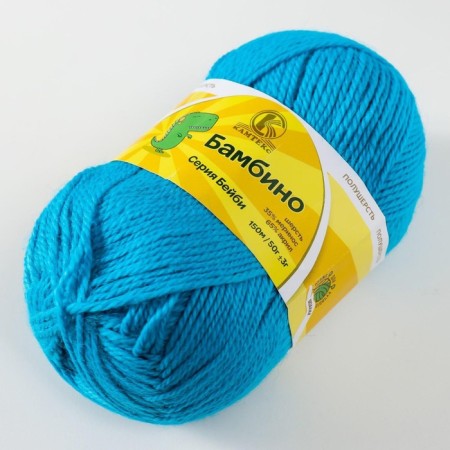 Bambino yarn 35% Merinos wool, 65% acrylic 150m/50g (024 turquoise)-1