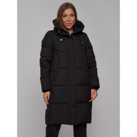 Coat insulated winter female, size 44, black color-6