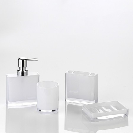 Axentia Priamos glass for a bathroom of white acrylic, Ø 7 cm, height 8.5 cm-1