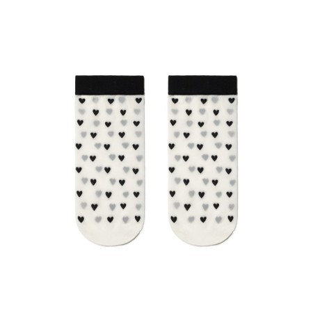 Women's socks with a pattern "Hearts" Conte Elegant Fantasy, size 23-25, Panna color-3
