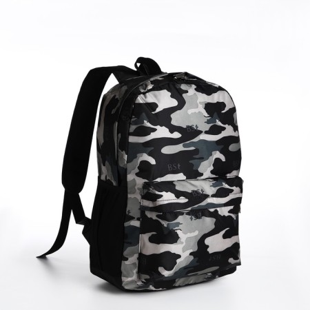 Youth backpack from textiles, 3 pockets, gray color-2
