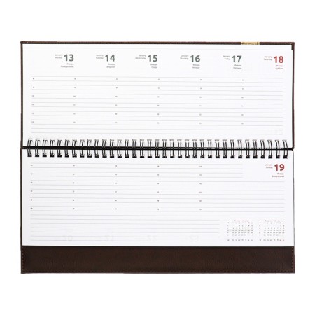 Dated planning 2025, 310 x 145mm 64 sheets, Devente. Vertical, solid cover, leatherette with foam rubber, embossing, block 70, brown-7