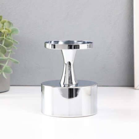 Summary Metal for 1 candle d = 7.5 cm "Alesio" silver 9x9x12 cm-1