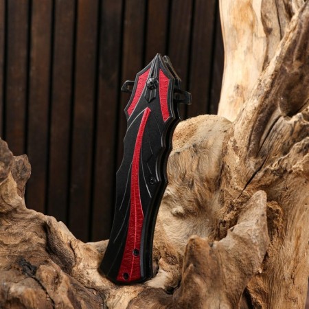 The knife of the folding "flame" black, red strip, 21.5cm, blade 9.5cm-5