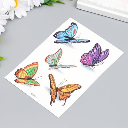 Tattoo on the body color with sparkles "Butterfly in flight" 14.7x10.5 cm-1