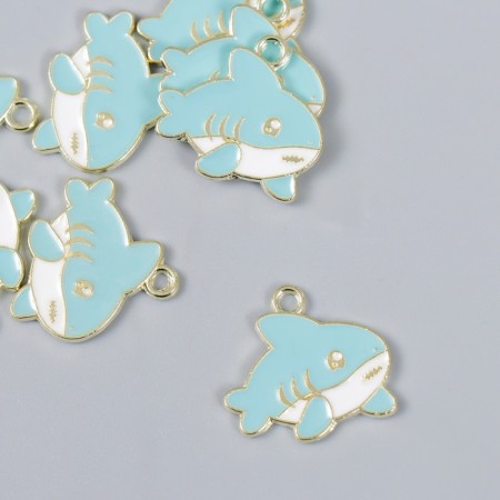 Decor for creativity metal, enamel "Blue shark" 1.6x2 cm