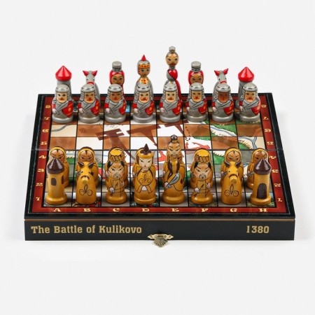 Chess "Battle Kulikovo", board wood 30 x 30 cm, pawn H-5 cm, king H-8.5 cm-1