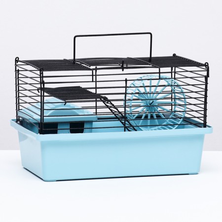 Mini cell for rodents "Pijon" No. 2, equipped, 27 x 15 x 16 cm, turquoise-9