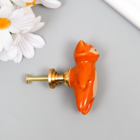 Handle for the casket ceramics, metal "raccoon" 6.3x3.5 cm-2