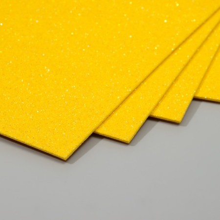 A set of glitter foamiran (5 sheets) 2 mm, 20x30 cm, yellow-1