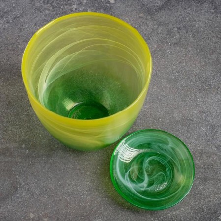 Flower pot with the pallet "Harmony", yellow-green 2 l-1
