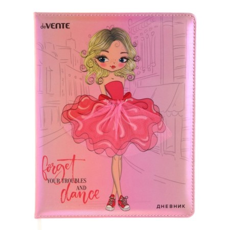 Universal diary for the 1-11 grade Forget Trubles, solid cover, artificial leather, silkography, lies, 80 g/m2