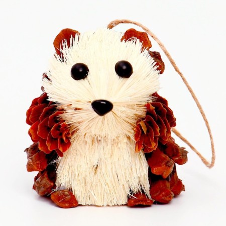 Decorative suspension "Hedgehog from natural materials" 6 × 7 × 9 cm-1