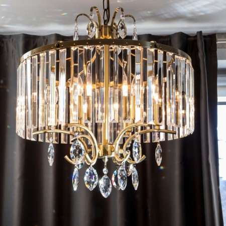 Suspended chandelier Citilux "Inga" CL335163, 48x48x120 cm, 6x60W, E14, brown color-9