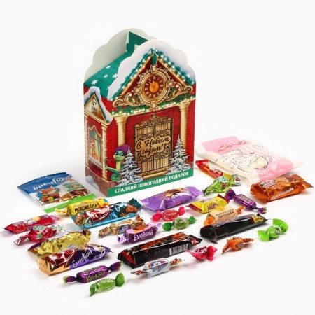 Sweet children's New Year's gift "Fairytale House", sweets + coloring inside, 500 g-2