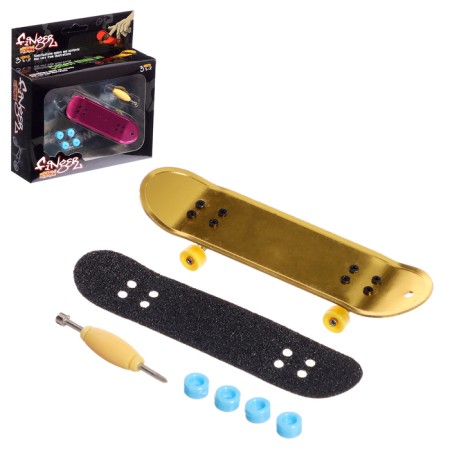 Metal Fingerboard "Golden Trick", 2 sets of wheels, key, color mix