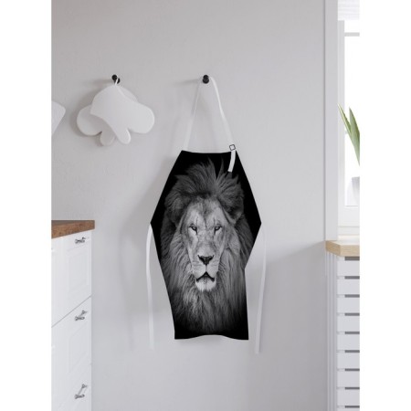 Apron kitchen with a “wise lion” photo print, adjustable, size OS-1