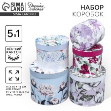 A set of hats 5 in 1, gift packaging, Flower Garden, 13 x 14 - 19.5 x 22 cm