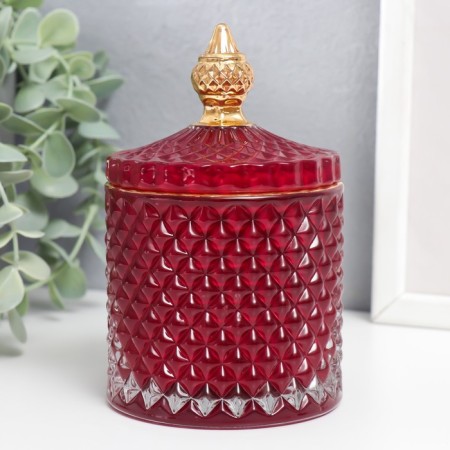 Casket Glass "Rombs and Dome" red with gold 14x8.2x8.2 cm