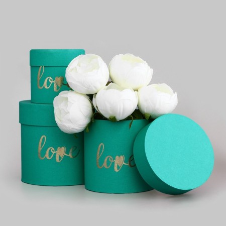 Set of hats 3 in 1 "love" green, 16 x 15.5 - 11 x 10.5 cm