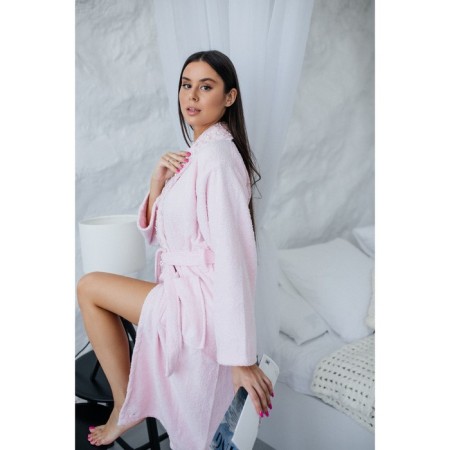 Frequency bathrobe, size 46, light pink color-2